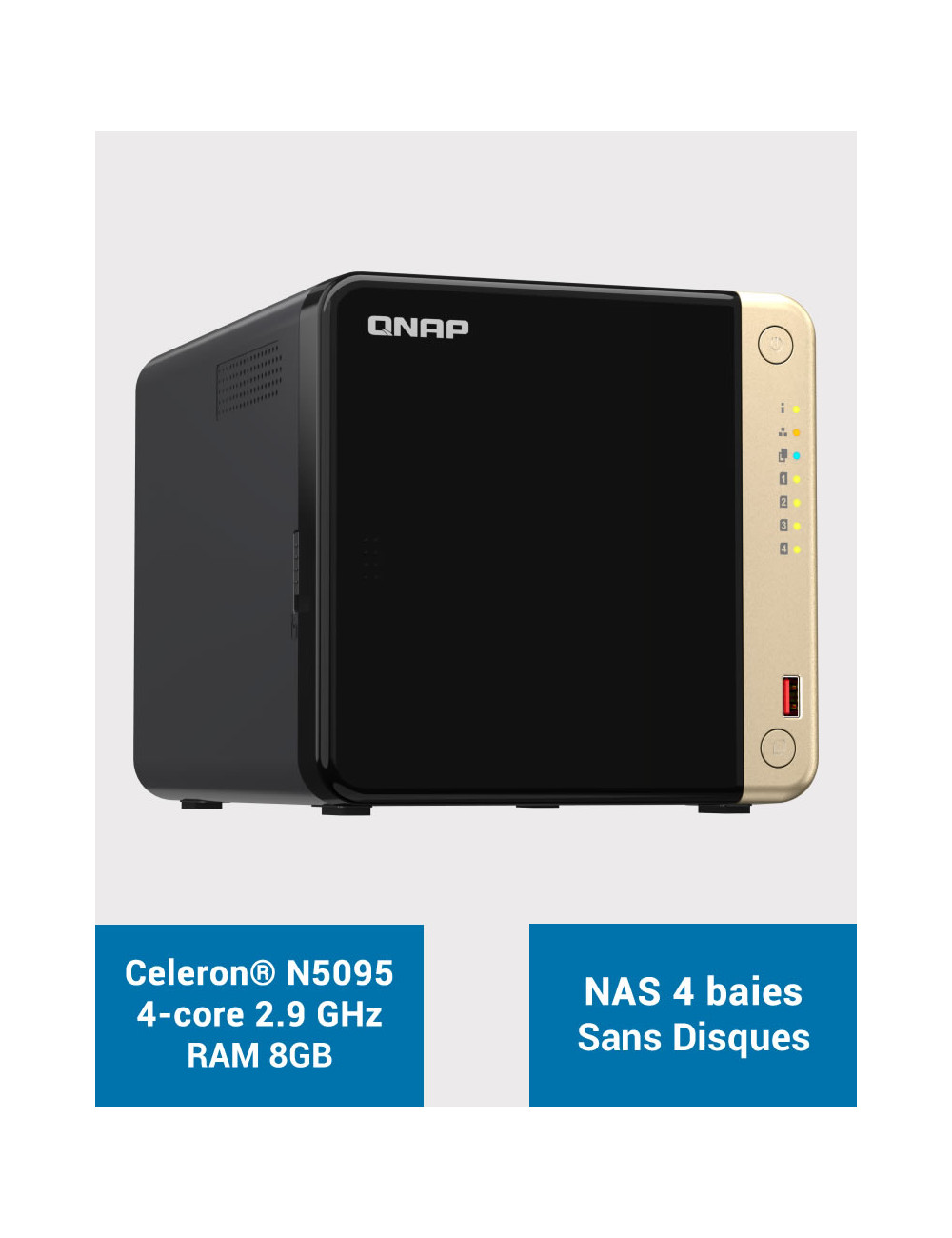 QNAP TS-464 8GB Serveur NAS 4 baies (Sans disques)