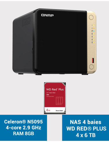 QNAP TS-464 8GB NAS Server 4 bays WD RED PLUS 24TB (4x6TB)