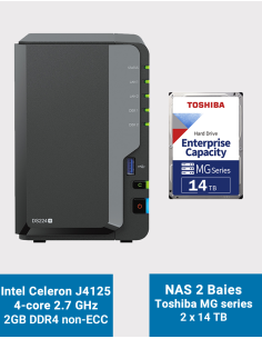 Synology DiskStation DS224+ 2Go Serveur NAS Toshiba MG series 28To (2x14To)