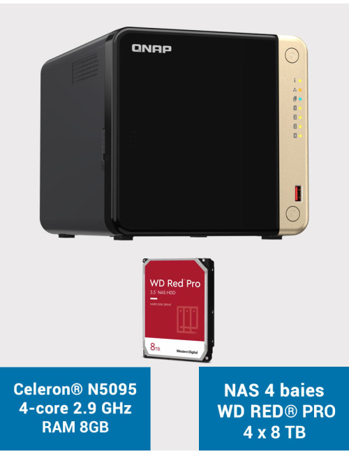 QNAP TS-464 8GB NAS Server 4 bays WD RED PRO 32TB (4x8TB)
