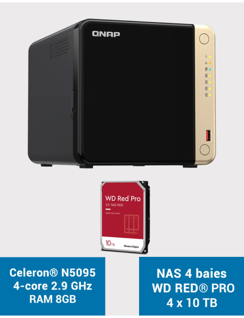 QNAP TS-464 8GB NAS Server 4 bays WD RED PRO 40TB (4x10TB)
