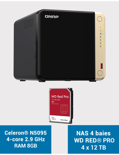 QNAP TS-464 8GB NAS Server 4 bays WD RED PRO 48TB (4x12TB)