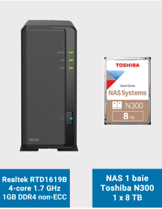 Synology DiskStation DS124 Serveur NAS Toshiba N300 8To (1x8To)