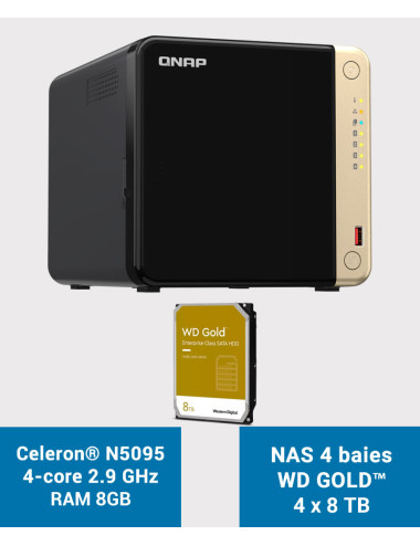 QNAP TS-464 8GB NAS Server 4 bays WD GOLD 32TB (4x8TB)
