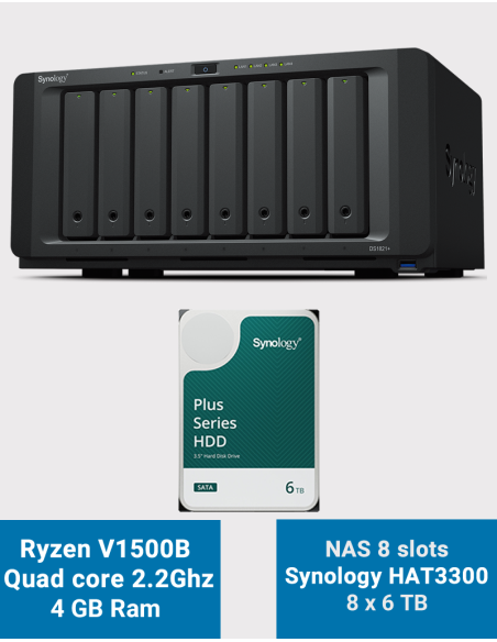 Synology DS1821+ Servidor NAS de 8 bahías HAT3300 48TB (8x6TB)