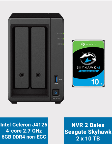 Synology DVA1622 Network Video Recorder SKYHAWK 20TB (2x10TB)