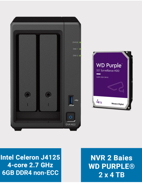 Synology DVA1622 Network Video Recorder WD PURPLE 8TB (2x4TB)