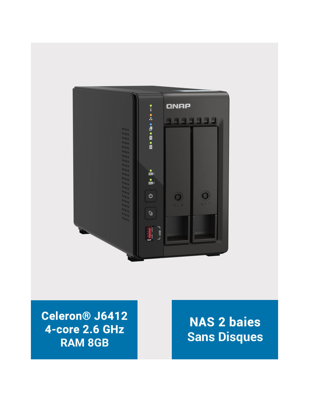 QNAP TS-253E 8GB Servidor NAS 2 bahías (Sin discos)
