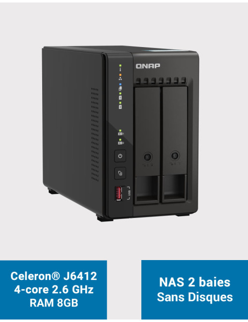 QNAP TS-253E 8GB Serveur NAS 2 baies (Sans disques)