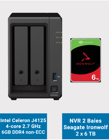 Synology DVA1622 Network Video Recorder Ironwolf 12To (2x6To)