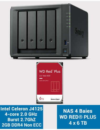 Synology DS423+ 2GB NAS Server WD RED PLUS 24TB (4x6TB)