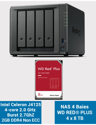Synology DS423+ 2GB NAS Server WD RED PLUS 32TB (4x8TB)