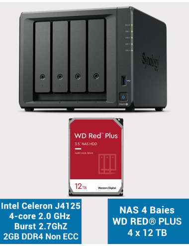 Synology DS423+ 2GB NAS Server WD RED PLUS 48TB (4x12TB)