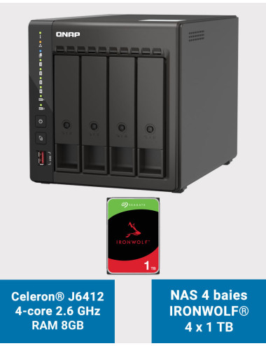 QNAP TS-453E 8GB Serveur NAS 4 baies IRONWOLF 4To (4x1To)