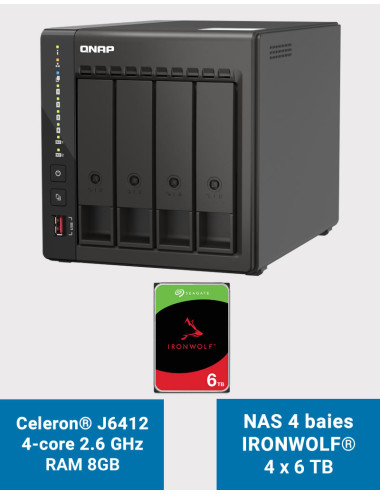 QNAP TS-453E 8GB Serveur NAS 4 baies IRONWOLF 24To (4x6To)
