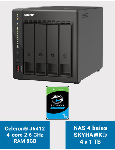 QNAP TS-453E 8GB Servidor NAS 4 bahías SKYHAWK 4TB (4x1TB)