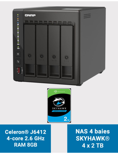QNAP TS-453E 8GB Servidor NAS 4 bahías SKYHAWK 8TB (4x2TB)