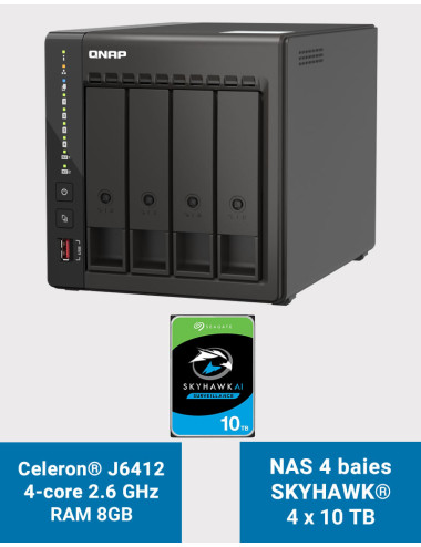 QNAP TS-453E 8GB Servidor NAS 4 bahías SKYHAWK 40TB (4x10TB)