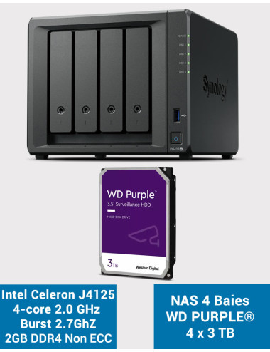 Synology DS423+ 2GB NAS Server WD PURPLE 12TB (4x3TB)