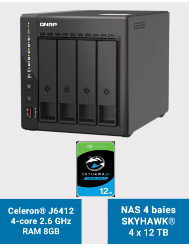 QNAP TS-453E 8GB Servidor NAS 4 bahías SKYHAWK 48TB (4x12TB)