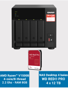 Qnap TS-473A 8GB Serveur NAS 4 baies WD RED PRO 48To (4x12To)