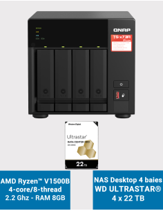 Qnap TS-473A 8GB Serveur NAS 4 baies WD ULTRASTAR 88To (4x22To)