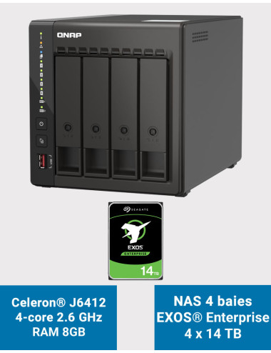 QNAP TS-453E 8GB NAS Server 4 bays EXOS Enterprise 56TB (4x14TB)