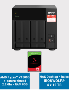 Qnap TS-473A 8GB Servidor NAS 4 bahías IRONWOLF 48TB (4x12TB)