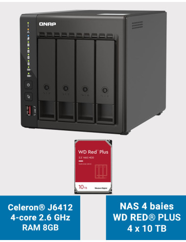QNAP TS-453E 8GB NAS Server 4 bays WD RED PLUS 40TB (4x10TB)