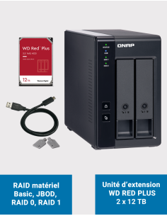 Qnap TR-002 Unité d'extension 2 baies WD RED PLUS 24To (2x12To)