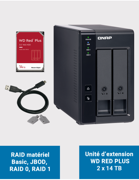 Qnap TR-002 2 Bay Expansion Unit WD RED PLUS 28TB (2x14TB)