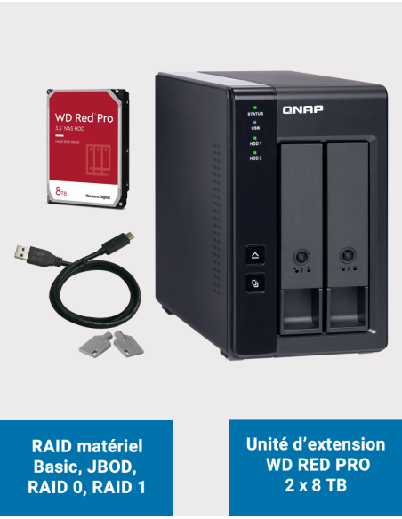Qnap TR-002 Unité d'extension 2 baies WD RED PRO 16To (2x8To)