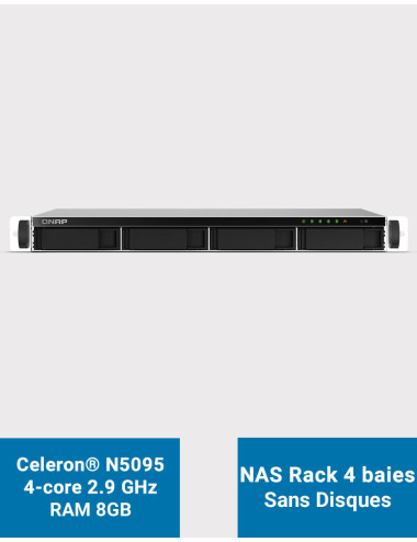 QNAP TS-464U 8GB Servidor NAS en rack 1U de 4 bahías (sin discos)