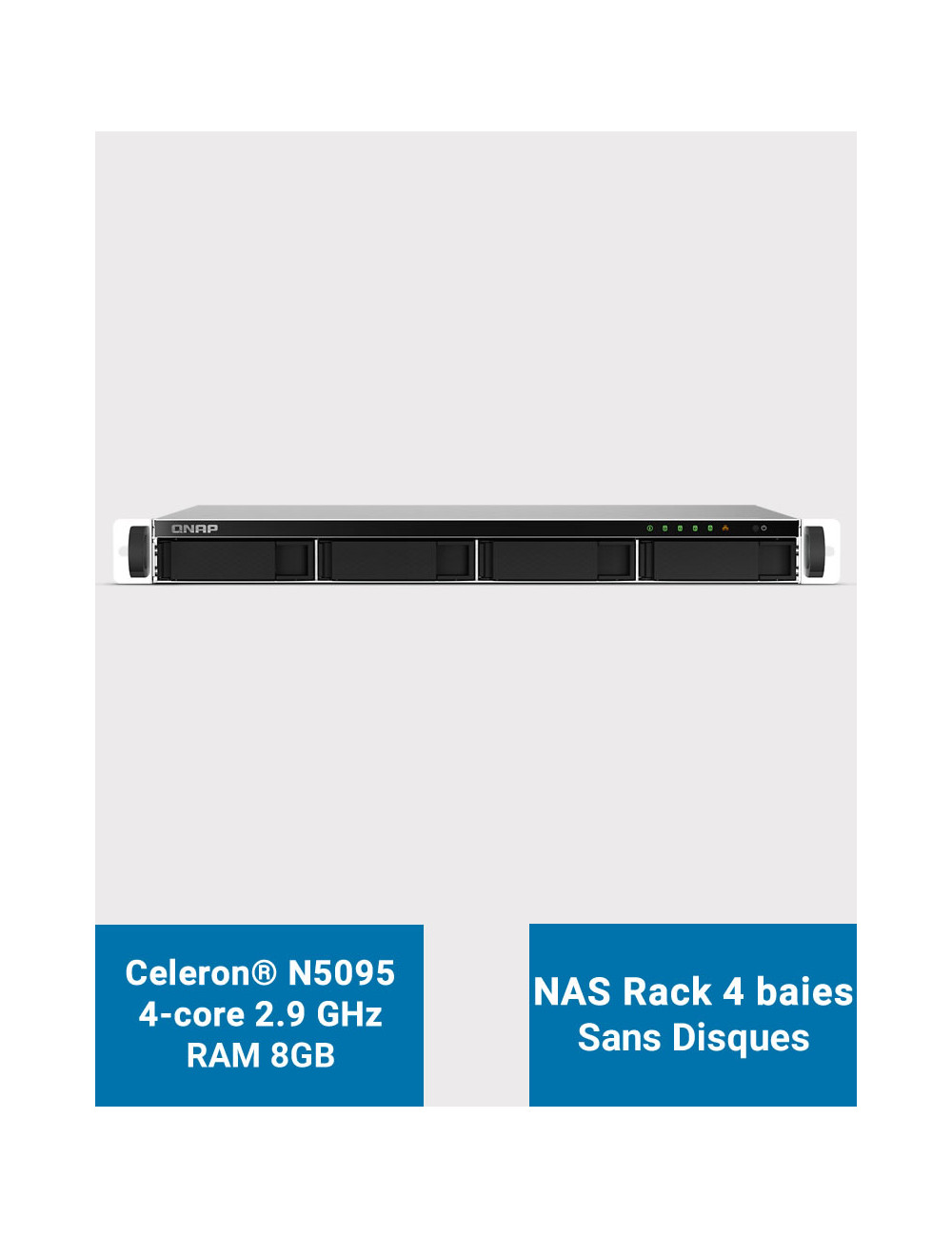 QNAP TS-464U 8GB Serveur NAS Rack 1U 4 baies (Sans disques)