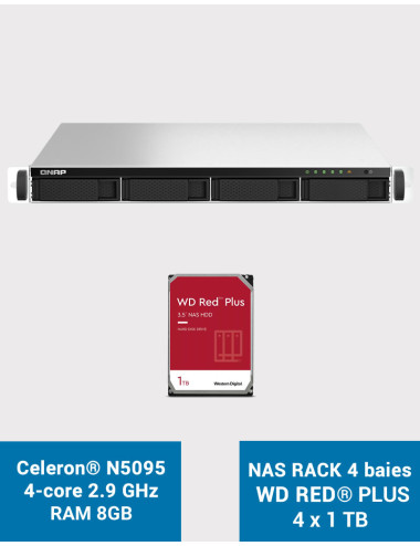 QNAP TS-464U 8GB 1U Rack 4-Bay NAS Server WD RED PLUS 4TB (4x1TB)