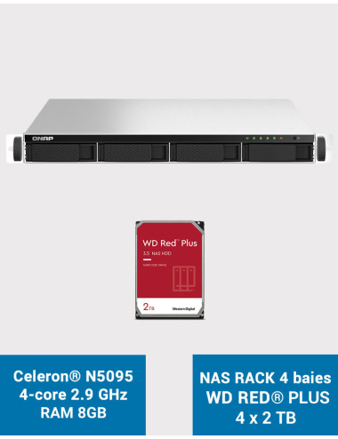 QNAP TS-464U 8GB Serveur NAS Rack 1U 4 baies WD RED PLUS 8To (4x2To)