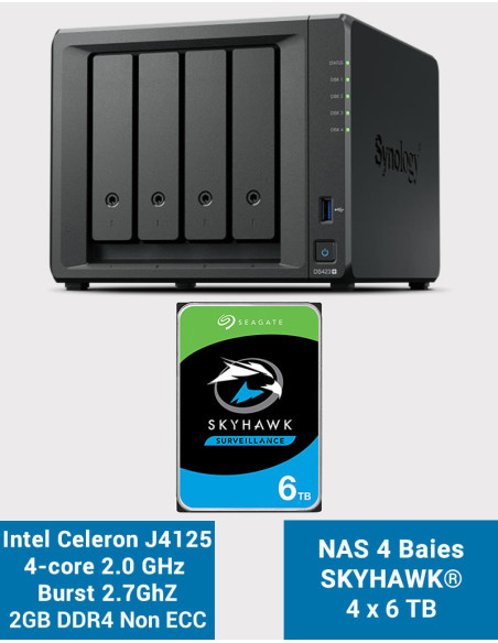 Synology DS423+ 2GB Servidor NAS SKYHAWK 24TB (4x6TB)