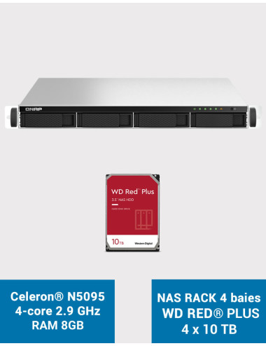 QNAP TS-464U 8GB Servidor NAS rack 1U 4 bahías WD RED PLUS 40TB (4x10TB)