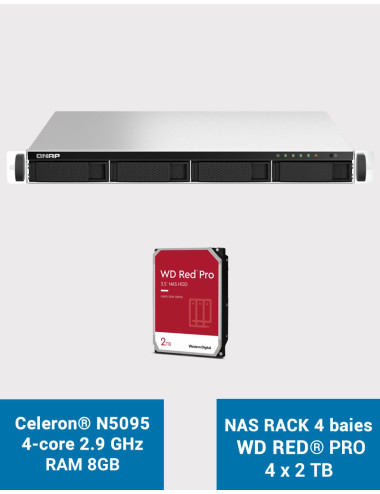 QNAP TS-464U 8GB Serveur NAS Rack 1U 4 baies WD RED PRO 8To (4x2To)