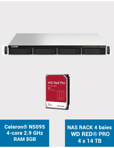 QNAP TS-464U 8GB Serveur NAS Rack 1U 4 baies WD RED PRO 56To (4x14To)