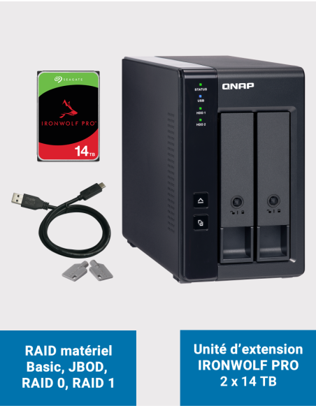 Qnap TR-002 2 Bay Expansion Unit Seagate IRONWOLF PRO 28TB (2x14TB)
