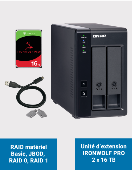 Qnap TR-002 2 Bay Expansion Unit Seagate IRONWOLF PRO 32TB (2x16TB)
