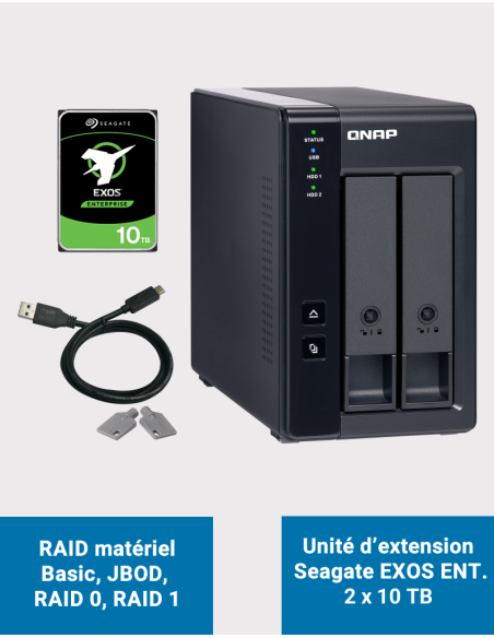 Qnap TR-002 Unité d'extension 2 baies Seagate EXOS Enterprise 20To (2x10To)
