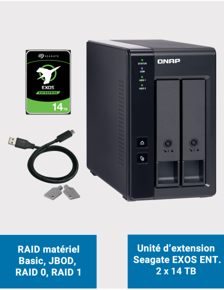 Qnap TR-002 Unité d'extension 2 baies Seagate EXOS Enterprise 28To (2x14To)