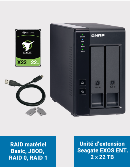 Qnap TR-002 Unité d'extension 2 baies Seagate EXOS Enterprise 44To (2x22To)