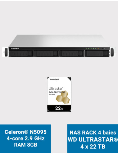 QNAP TS-464U 8GB Servidor NAS rack 1U 4 bahías WD ULTRASTAR 88TB (4x22TB)