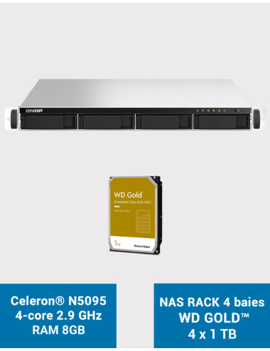 QNAP TS-464U 8GB Serveur NAS Rack 1U 4 baies WD GOLD 4To (4x1To)